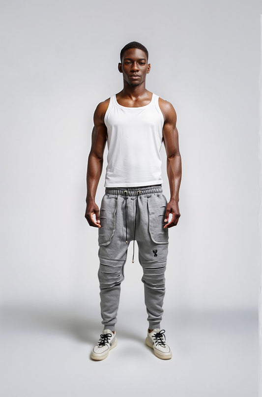 Calça Moletom Jogger destroyed grey